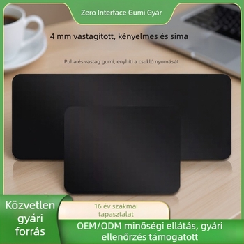 Fekete gumírozott egérpad, csúszásmentes, varrott szélekkel, irodai asztalra