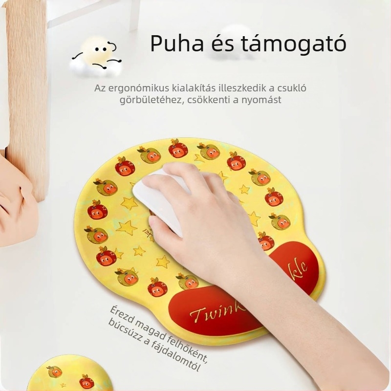 Csukló-támaszos egérpad – gumírozott aljzat, japán minimalist stílus, csukló-támasz forma, csúszásmentes, irodai és laptop használatra