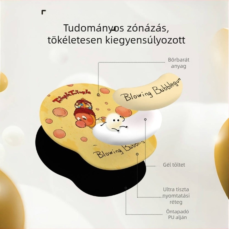 Csukló-támaszos egérpad – gumírozott aljzat, japán minimalist stílus, csukló-támasz forma, csúszásmentes, irodai és laptop használatra