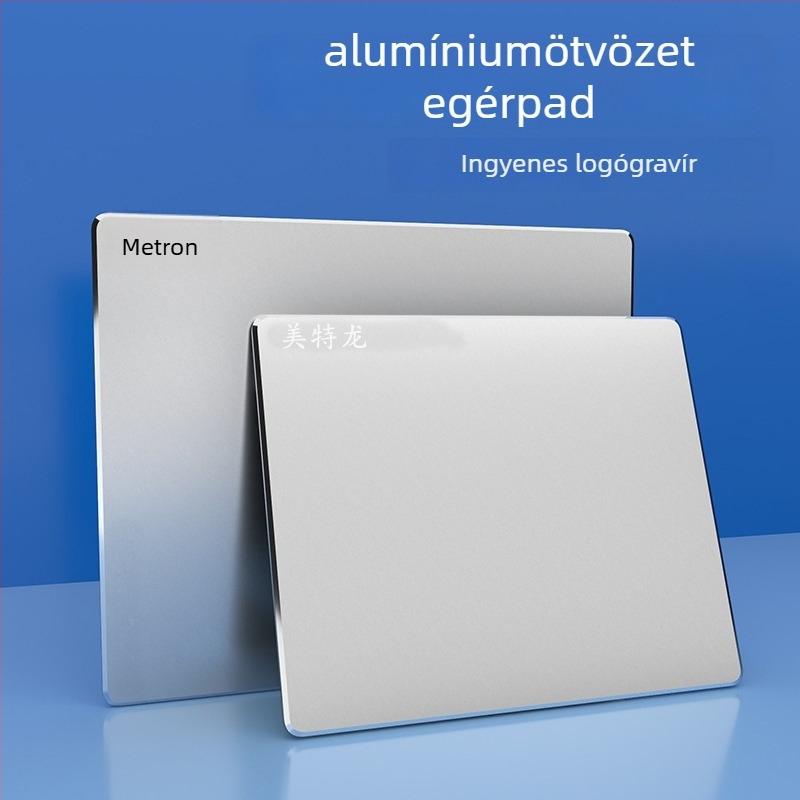 Metron MP200 Fém egérpad játék- és irodai használatra – asztali egérpad, csúszásmentes, megmunkálás, nyomtatás logó