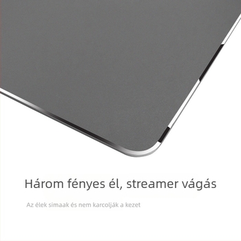 Alumíniumötvözetből készült egérpad, kétoldalas, kemény felület, irodai használatra, logó nyomtatva, méret 230×180 mm, OEM