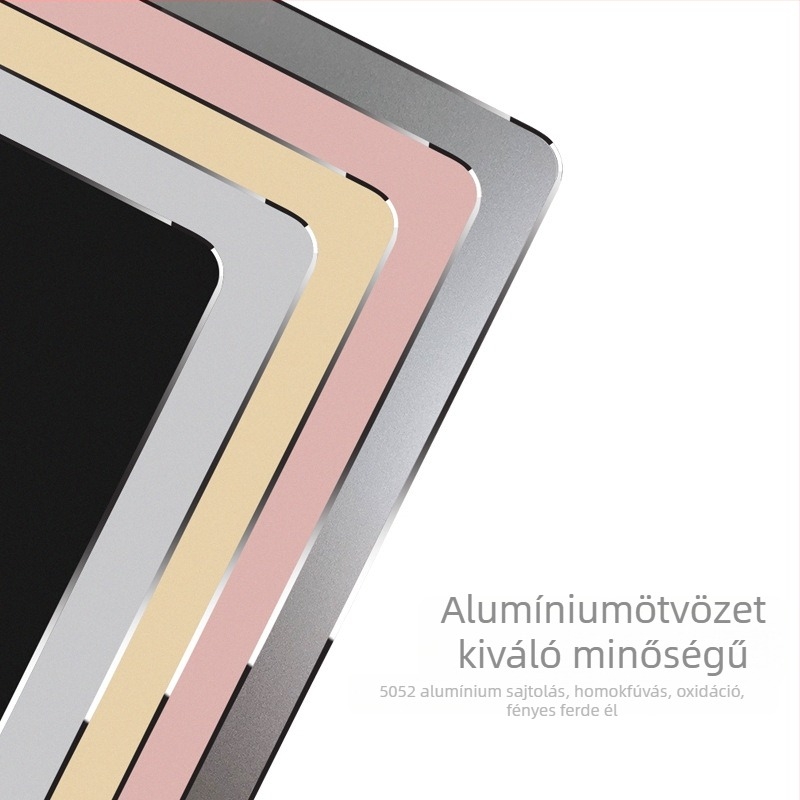 Alumíniumötvözetből készült egérpad, kétoldalas, kemény felület, irodai használatra, logó nyomtatva, méret 230×180 mm, OEM