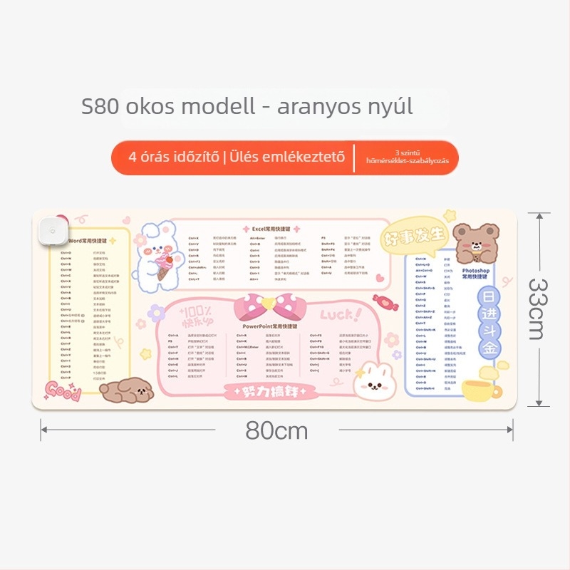 Xinke asztali fűtőpad, csatlakoztatott hálózati áramforrás, 220V, 80W, elektromos membrános fűtés, PVC kivitel, intelligens hőmérséklet-szabályozás