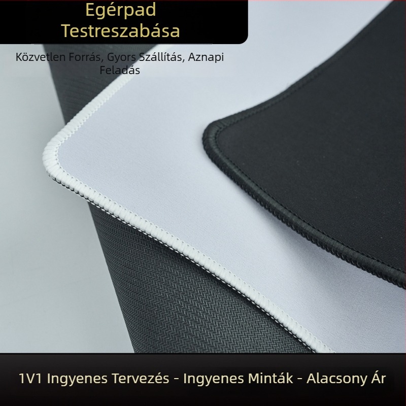 Egyszínű fekete-fehér egérpad tekercs formájú, természetes gumi, csúszásmentes felület