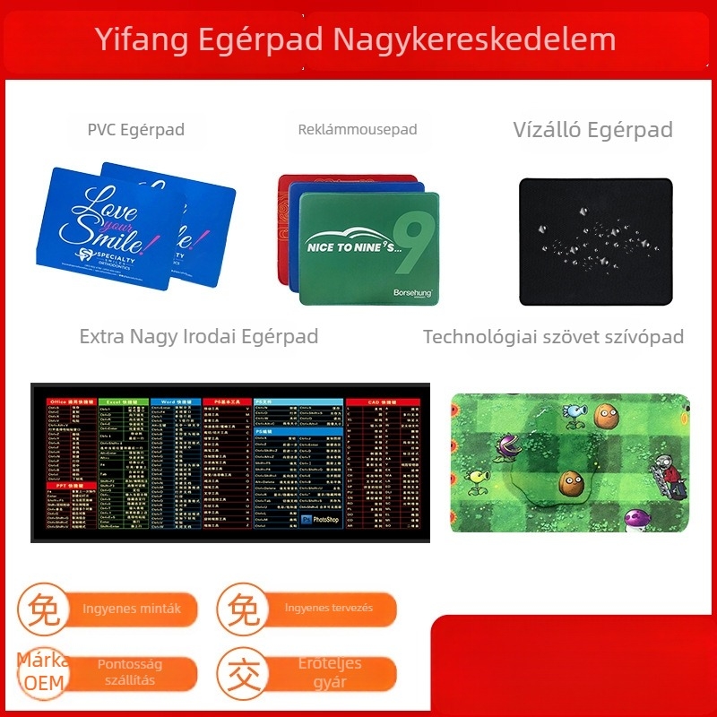 Asztali pad csúszásmentes gumi- és textil anyagból, hőtranszfer nyomtatás, testreszabható logó