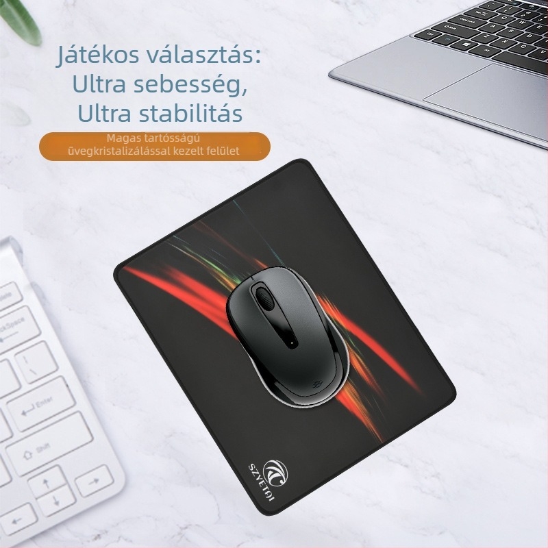 Üveg bevonat billentyűzet- és gamer egérpad, egyoldalas, csúszásmentes, logó nyomtatás elérhető