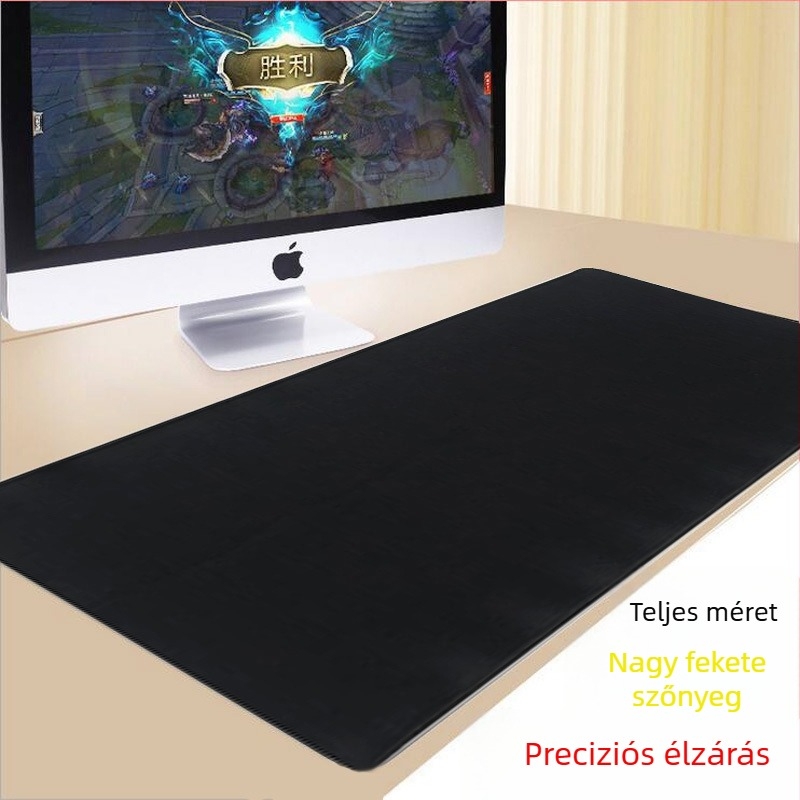 Nagy fekete hosszított egérpad textil felülettel játékhoz és irodába; méretek: 300x700 mm, 300x800 mm, 400x900 mm, 500x1000 mm, 600x1200 mm