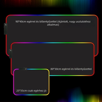 Nagy méretű RGB világító gamer egérpad, vastag asztali egérpad