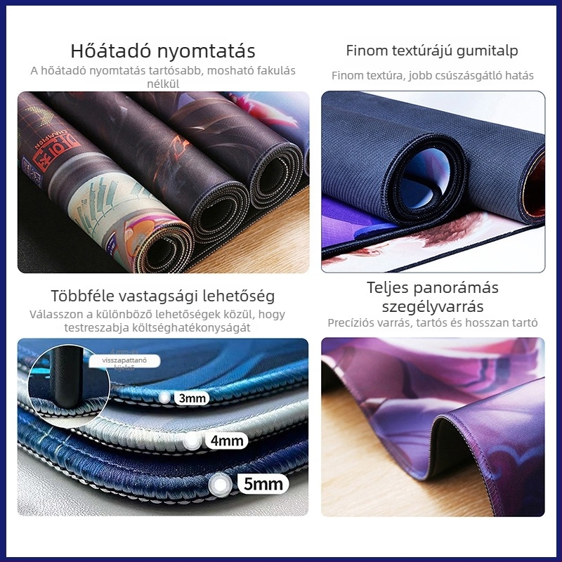 Személyre szabható egérpad, extranagy méret, foltálló, csúszásmentes gumírozott felület, logó nyomtatás