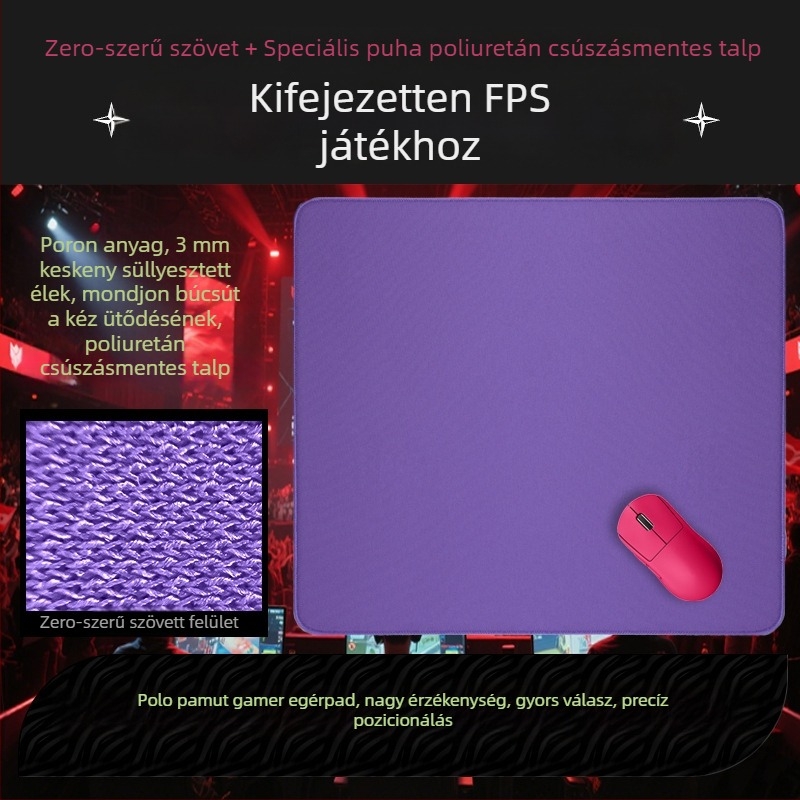 Poliuretán FPS egérpad, lila, nagy méret, ultra-soft, kardkovács stílusú, gaminghez