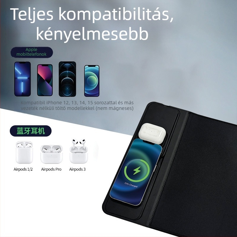 Vezeték nélküli töltésű egérpad 15W, csúszásmentes, Cortex anyag, irodai asztal