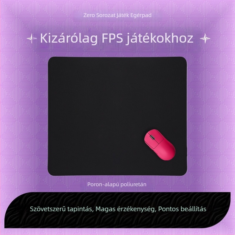 Fekete minimalist prémium egérpad irodai és játék célokra, gumírozott felülettel, egyoldalas, csúszásmentes, hőátviteles nyomtatással