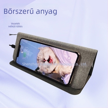 Három részre hajtogatható vezeték nélküli töltésű egérpad, bőr, egyoldalas, csúszásmentes, kompatibilis különböző formákkal és multifunkcionális töltőkkel, logó nyomtatás