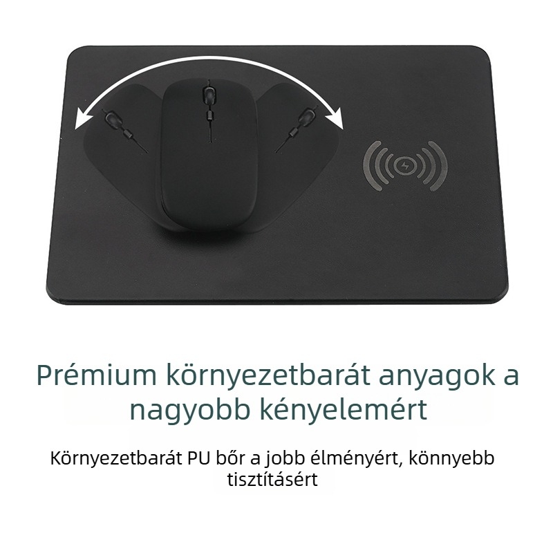 Vezeték nélküli töltésű egérpad USB hubbal, bőr felülettel, egyoldalas, OEM feldolgozás, modell WXC