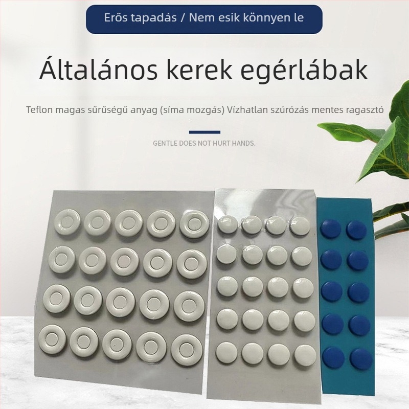 Teflon egér talp matricák, kerek pötty alakúak, minden modellhez, csúszásmentes és kopásálló, 0,6 mm vastagság (ragasztóval együtt 0,8–1,0 mm), 6,5 mm széles, megmunkálásos eljárás, OEM feldolgozás