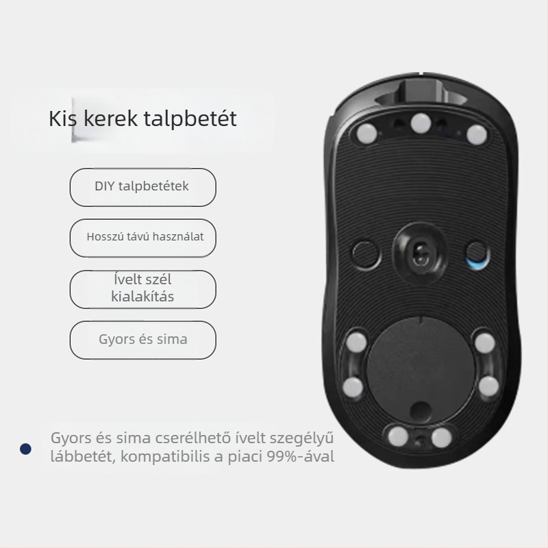 Teflon egér talp matricák, kerek pötty alakúak, minden modellhez, csúszásmentes és kopásálló, 0,6 mm vastagság (ragasztóval együtt 0,8–1,0 mm), 6,5 mm széles, megmunkálásos eljárás, OEM feldolgozás