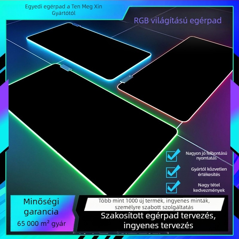 Fénylő egérpad, gumitextil, egyoldalas, csúszásmentes, termotranszfer kivitel