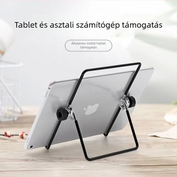 Asztali háromszög alakú fém tartó iPadhez, okostelefonokhoz és táblagépekhez; összecsukható, forgatható, tömeg 0,12 kg