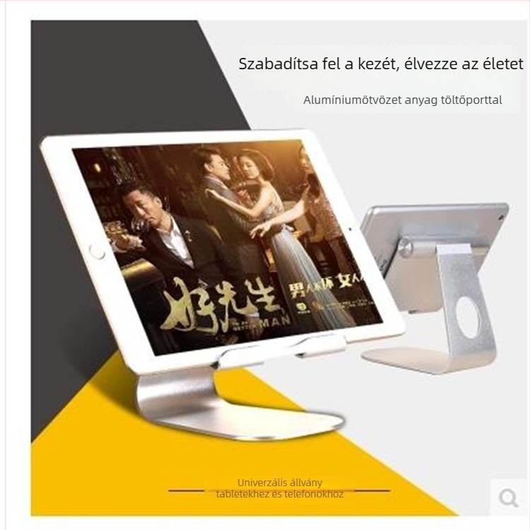 Összecsukható alumínium tabletállvány iPad, iPhone és Samsung készülékekhez — asztali tartó