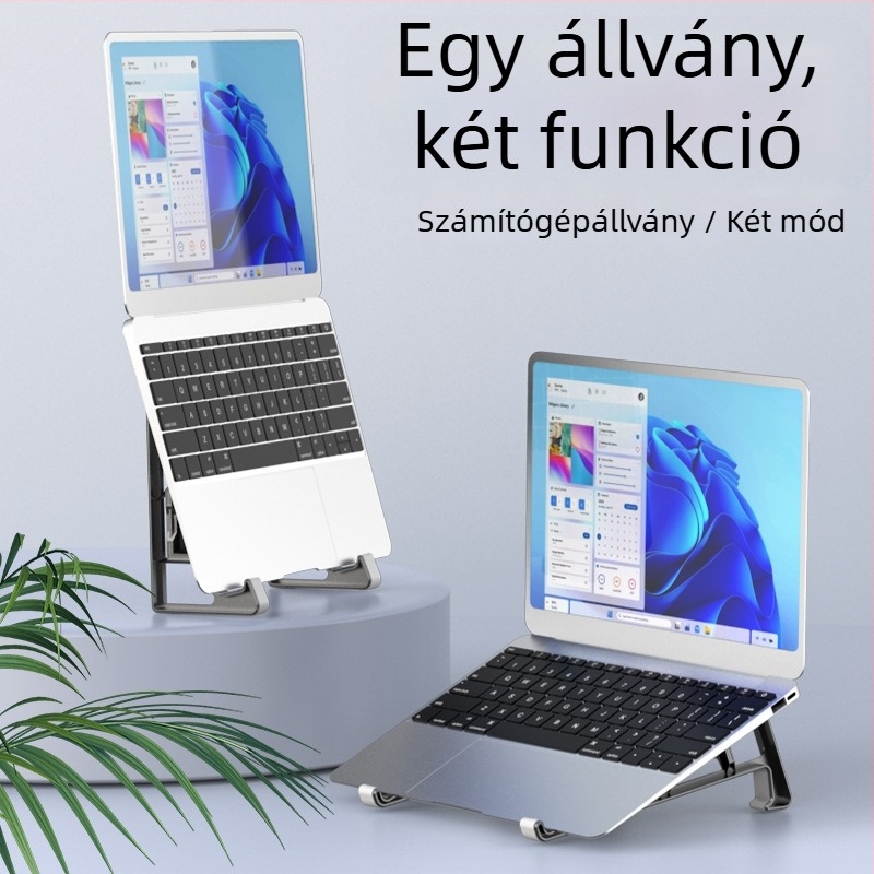 Cahezo laptop vertikális állvány oldalrögzítéssel, 2-in-1 vertikális/horizontális használat, műanyag, modell 002, tömeg 0,2 kg