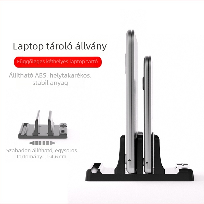 Laptop állvány — függőleges asztali tartó MacBook Prohoz, ABS, 200 g, kompatibilis laptophoz, tabletához és mobiltelefonhoz