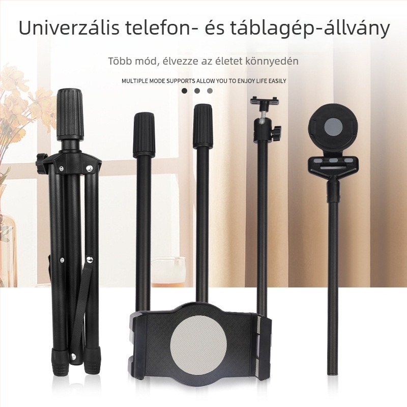 Többfunkciós, állítható háromlábú állvány iPadhez, 14 hüvelykes tabletekhez és telefonokhoz