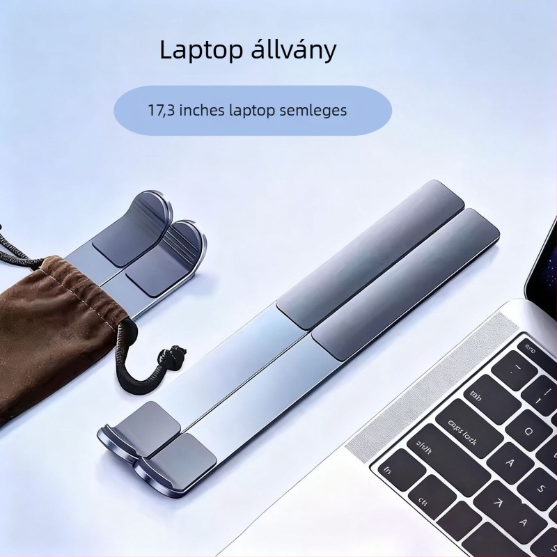 X alakú alumínium laptopállvány, lift-típusú kialakítás, laptop hűtőtartó, tömeg 281 g