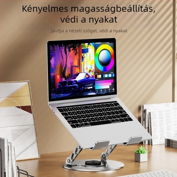 360°-os forgatható laptop állvány, összecsukható fém kivitelben