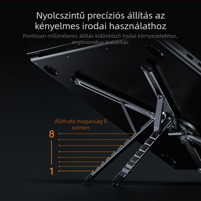 Négy az egyben alumínium ötvözetből készült laptop és tablet állvány, összecsukható, univerzális, modell E05, 185 g