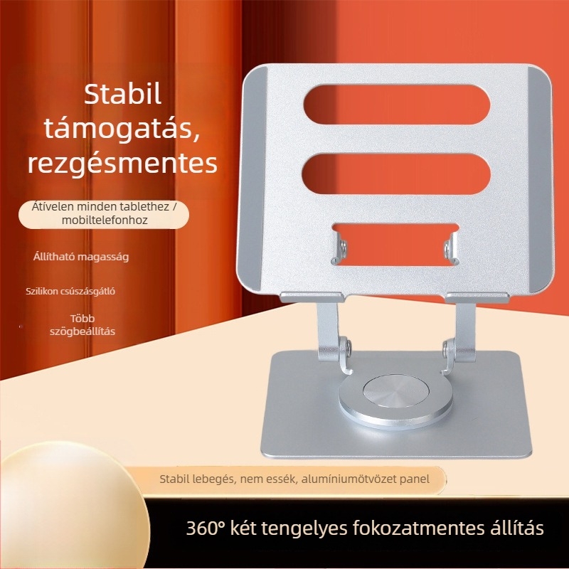 Laptop állvány, 360° forgás, alumíniumötvözet, univerzális kompatibilitás, hőelvezetést növelő magasság, modell XZC-039