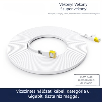 CAT6 sík, árnyékolatlan Ethernet patch kábel, 32 AWG OFC, RJ-45 8P8C, 1000 Mbps, beltéri, több mint 30 m