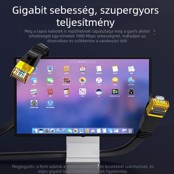 CAT6 sík, árnyékolatlan Ethernet patch kábel, 32 AWG OFC, RJ-45 8P8C, 1000 Mbps, beltéri, több mint 30 m