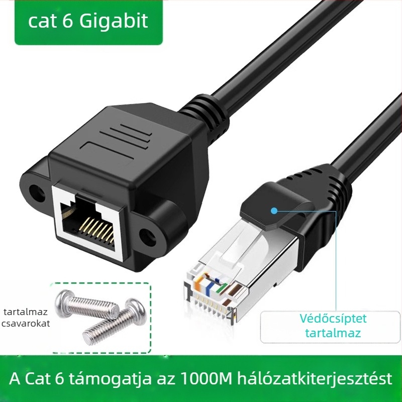 Category 6e RJ45 hosszabbító kábel, Gigabites Ethernet, tiszta réz, csatlakozó férfi–nő