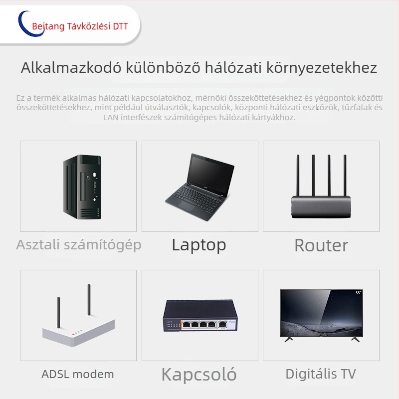 CAT6 árnyékolatlan patch kábel RJ45 interfésszel — átvitel 10000 Mbps, Márka: Dtt/Datang telecom, Modell: CAT6 árnyékolatlan patch kábel