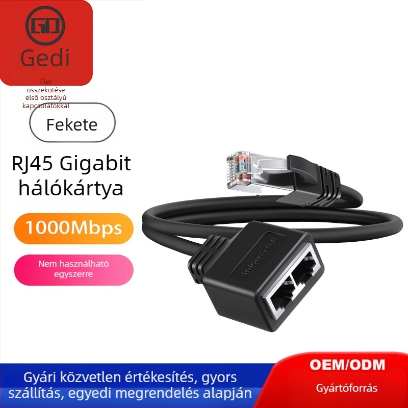 RJ45 1:2 Ethernet osztó — RJ-45 interfész, gigabites Ethernet, PVC kábel