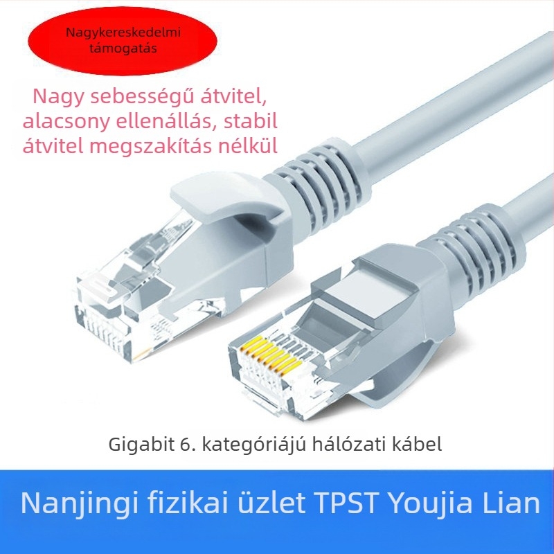 TPST Youjialian CAT6 Gigabit Ethernet patchkábel, beltéri használatra, szürke, RJ-45