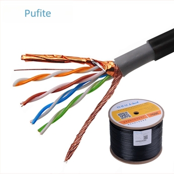 SFTP kültéri kétoldalúan árnyékolt Cat5e hálózati kábel, 0,5 mm tiszta réz maggal, 100 Mbps, külső kettős burkolattal