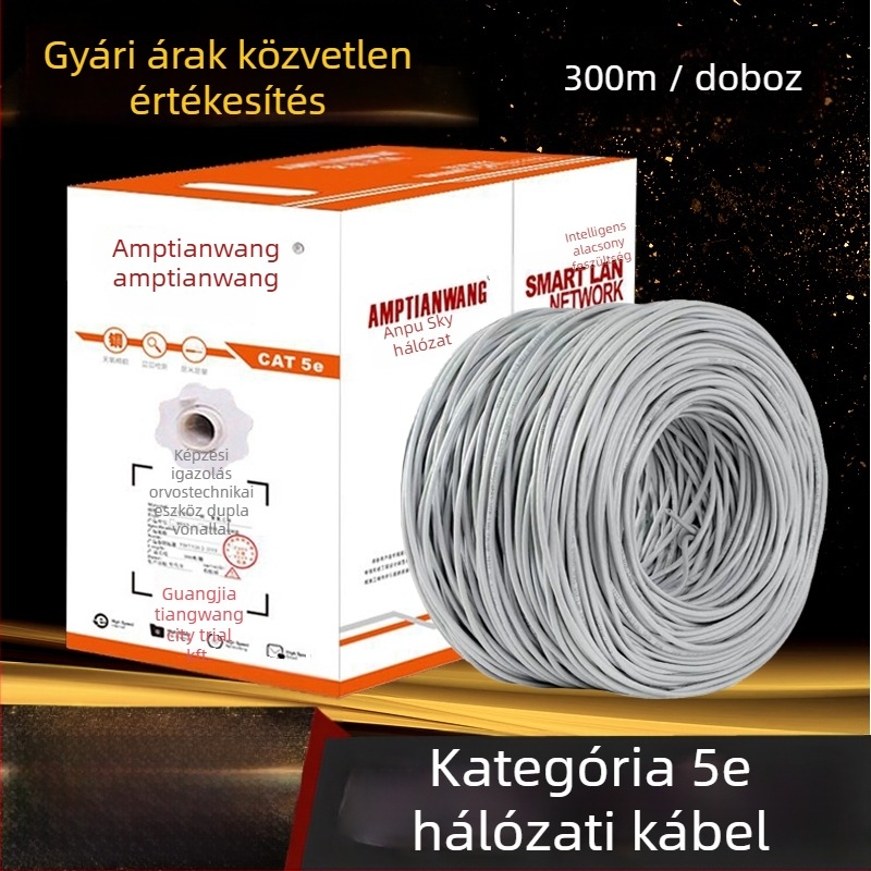 Cat5e 8-vezetékes tiszta réz Twisted-Pair hálózati kábel, 300 m, otthoni nagysebességű Ethernet-kábel