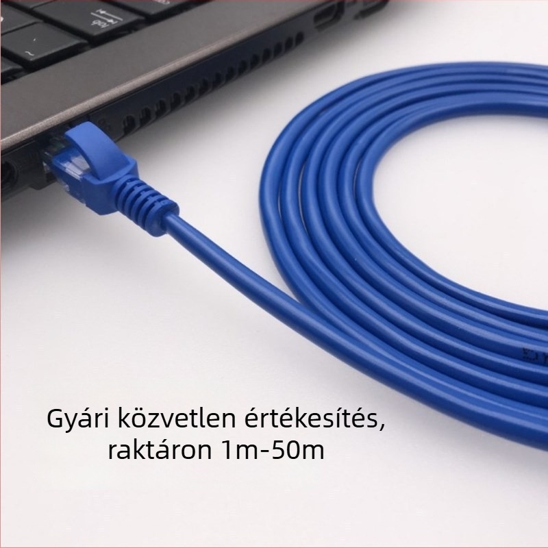 Gigabit Ethernet-kábel kristályfejű RJ45 csatlakozóval, hosszúság 1–40 m