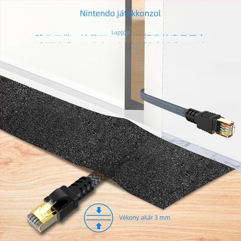 Cat7 Ethernet-kábel RJ45 csatlakozóval, OFC rézvezető, 30 AWG, csavart érpár
