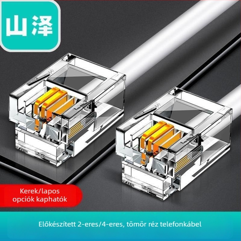 Telefon jumper kábel, 2-vezetékes/4-vezetékes, tiszta réz, egy- és többszálas kivitel, hangátviteli vonal, RJ11