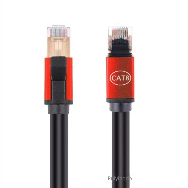 CAT8 Ethernet-kábel, Kategória 8, 10 Gbps nagy sebességű hálózati kábel, oxigénmentes réz, dupla árnyékolás, RJ-45 csatlakozó