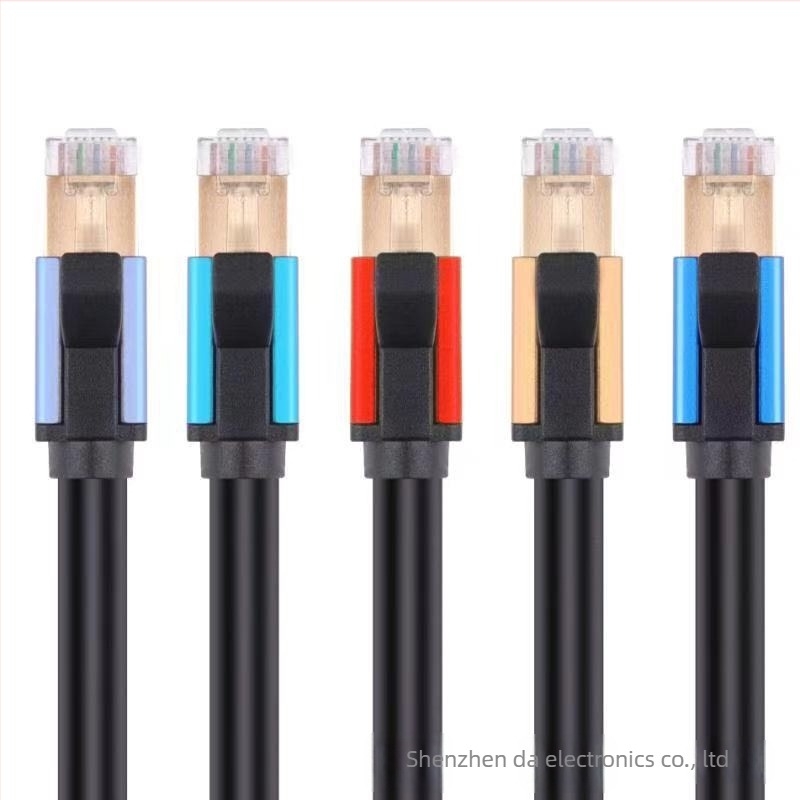 CAT8 Ethernet-kábel, Kategória 8, 10 Gbps nagy sebességű hálózati kábel, oxigénmentes réz, dupla árnyékolás, RJ-45 csatlakozó