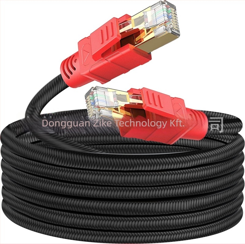 Cat8g Category 8 Hálózati Kábel, RJ-45 Csatlakozó, Beltéri, Routerhez, Szövött Árnyékolás, 40 Gbps