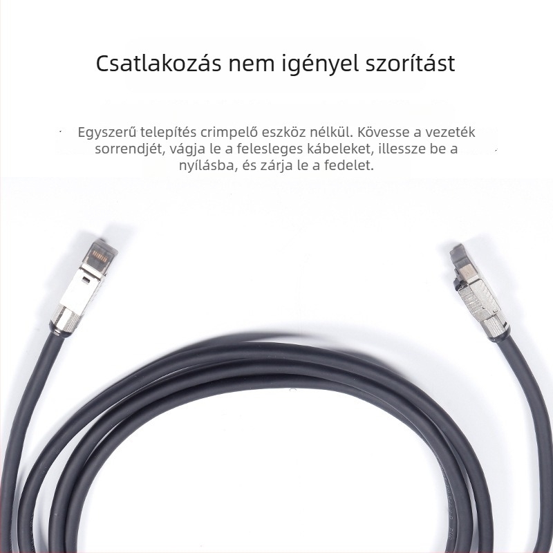 Cat8 hálózati kábel – modell cat8, átviteli sebesség 40 Gbps, működési hőmérséklet 20–65°C, tárolási hőmérséklet 20–65°C, húzószilárdság 1000, számítógépek és kapcsolókhoz