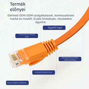 U-KCOM CAT6a árnyékolt sík Gigabit Ethernet-kábel – tiszta réz