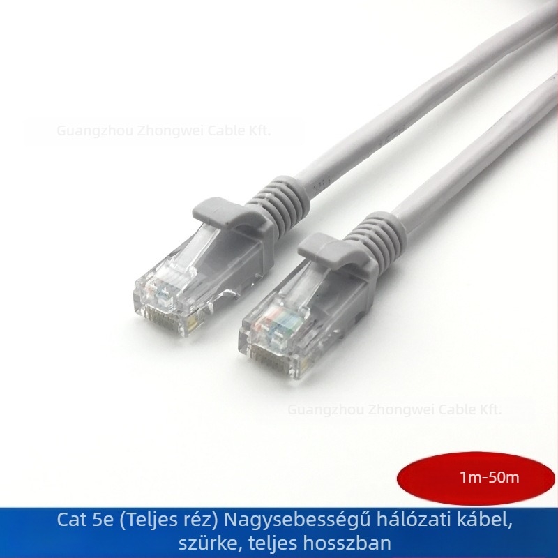Cat5e belső Ethernet-kábel, tiszta réz vezetőkkel, RJ-45 csatlakozóval, 1–30 m hosszú, csavart érpárral, routerhez alkalmas