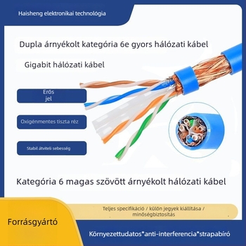 Cat6 Gigabit kétszeresen árnyékolt Ethernet-kábel – kültéri megfigyeléshez és számítógépes hálózathoz, oxigénmentes réz