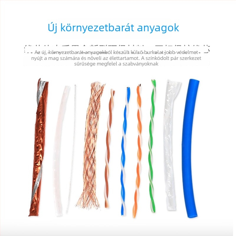 Cat6 Gigabit kétszeresen árnyékolt Ethernet-kábel – kültéri megfigyeléshez és számítógépes hálózathoz, oxigénmentes réz