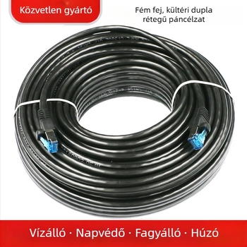 Kültéri Cat5e hálózati kábel, 8 magos, RJ-45 csatlakozó, kültéri vízálló, 100 Mbps